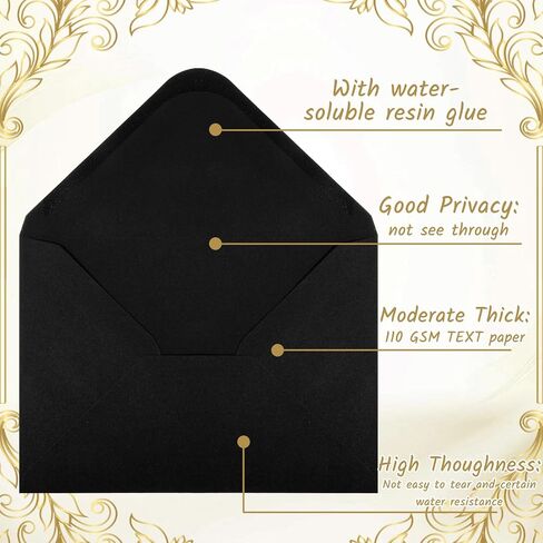 200 Pack 5x7 Inch Black Envelopes for Invitations, Self Adhesive A7 Envelopes with V-Flap, Great for Graduation, Invitation, Baby Shower, Wedding and RSVP Cards in Saudi Arabia