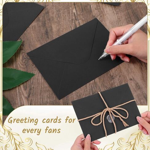 200 Pack 5x7 Inch Black Envelopes for Invitations, Self Adhesive A7 Envelopes with V-Flap, Great for Graduation, Invitation, Baby Shower, Wedding and RSVP Cards in Saudi Arabia