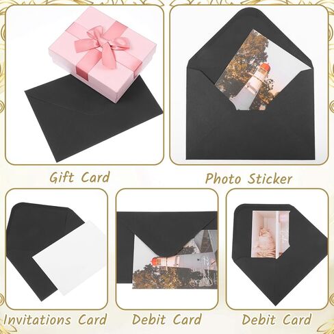 200 Pack 5x7 Inch Black Envelopes for Invitations, Self Adhesive A7 Envelopes with V-Flap, Great for Graduation, Invitation, Baby Shower, Wedding and RSVP Cards in Saudi Arabia