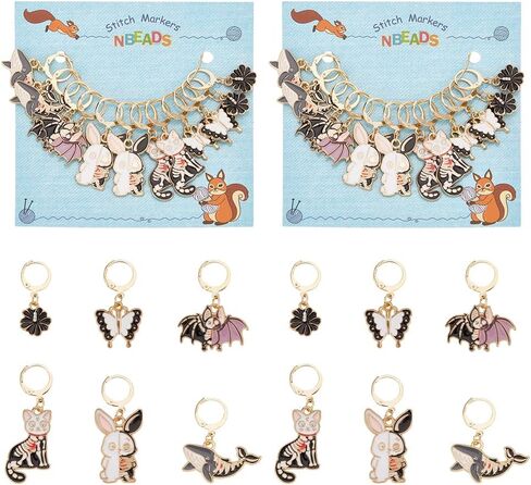 NBEADS 24 Pcs 6 Styles Enamel Crochet Stitch Markers, Removable Leverback Hoop Locking for Knitting, Weaving, Sewing, Needleworks, and Jewelry Making in Saudi Arabia