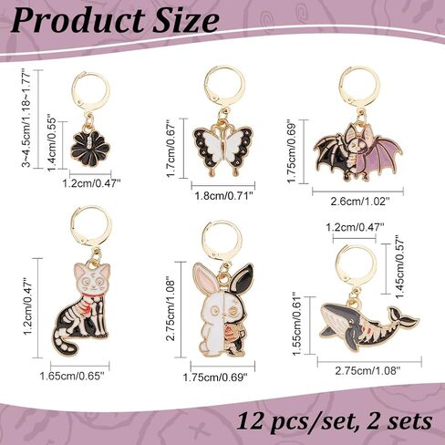 NBEADS 24 Pcs 6 Styles Enamel Crochet Stitch Markers, Removable Leverback Hoop Locking for Knitting, Weaving, Sewing, Needleworks, and Jewelry Making in Saudi Arabia
