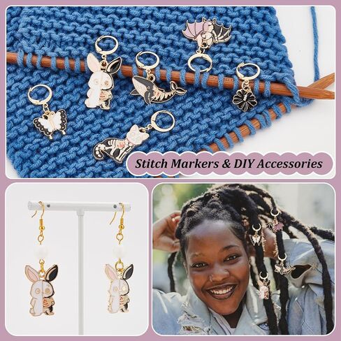 NBEADS 24 Pcs 6 Styles Enamel Crochet Stitch Markers, Removable Leverback Hoop Locking for Knitting, Weaving, Sewing, Needleworks, and Jewelry Making in Saudi Arabia