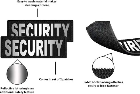 Dogline Security Stest Patches-تصحيح أمان قابل للإزالة 2 مع رسائل مطبوعة عاكسة لدعم ذرة سترة كلب أو حجم المقود C (2 "× 6") in Saudi Arabia