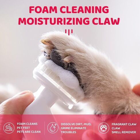 Paw Cleaner for Dogs & Cats, No-Rinse Foam Dog paw Cleaner with Silicone Brush, Gentle Natural Formula, Moisturizes & Cleans Dirty Paws, Safe for Licking, 6.7oz in Saudi Arabia