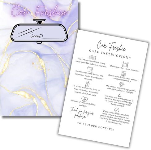 بطاقات إدراج Car Freshie | 50 PK 4x6 "Modern Marble Gold Purple ، يناسب 5x7" لأكياس ثلاثية الأبعاد بطاقة تعليمات الرائحة الرائحة الرائحة in Saudi Arabia