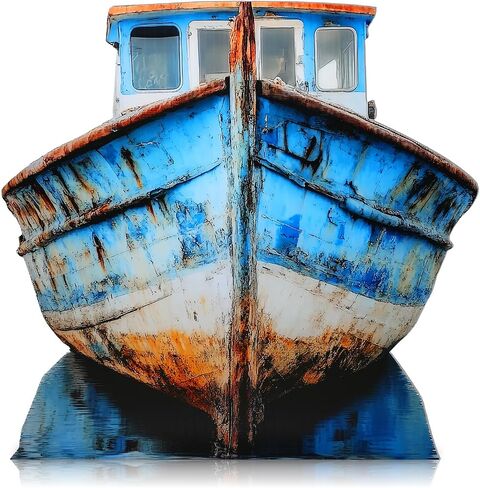 4ft 3D Old Pirate Fishing Boat Cardboard Cutout Stand-up Beach Nautical-Inspired Events Camping-Themed Boat Stand up Photo Props for VBS Vacation Bible School Halloween Party Supplies in Saudi Arabia