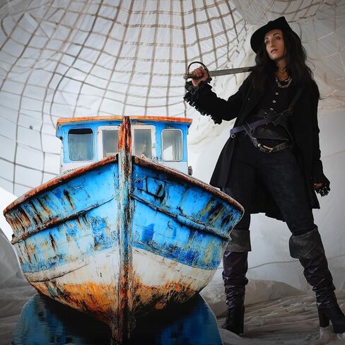4ft 3D Old Pirate Fishing Boat Cardboard Cutout Stand-up Beach Nautical-Inspired Events Camping-Themed Boat Stand up Photo Props for VBS Vacation Bible School Halloween Party Supplies in Saudi Arabia