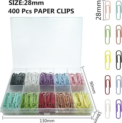 مقاطع الورق المتوسطة 33 مم/1.3 بوصة الحجم 300 PCS PACTCLIPS متنوعة ملونة للمنزل والمدارس والمكاتب الاستخدام in Kuwait
