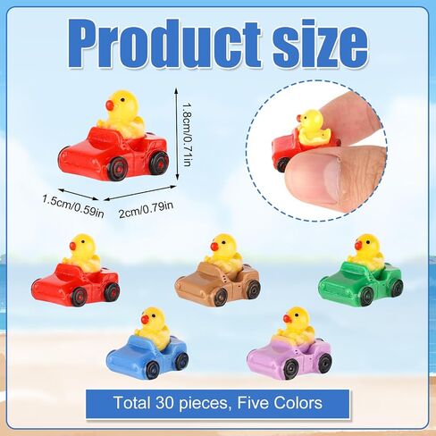 30pcs Mini Car Duck Set, Small Resin Duck in a Car Funny Miniature Resin Ducks Micro Landscape Duck Mini Ducks Tiny Animal Car Dashboard Decor for Home Car Office Decor(Mixed Colors) in Saudi Arabia