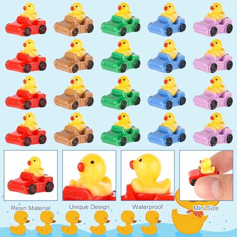 30pcs Mini Car Duck Set, Small Resin Duck in a Car Funny Miniature Resin Ducks Micro Landscape Duck Mini Ducks Tiny Animal Car Dashboard Decor for Home Car Office Decor(Mixed Colors) in Saudi Arabia