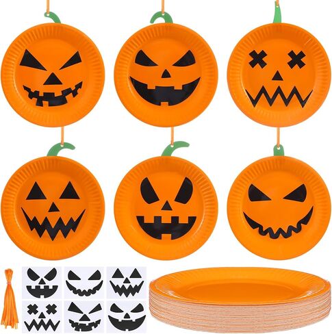 24 Sets Fall Scarecrow Craft Kit for Kids Paper Plate Scarecrow Head Crafts Thanksgiving Door Ornaments Autumn Craft for Classroom Home DIY Activities Supplies in Saudi Arabia