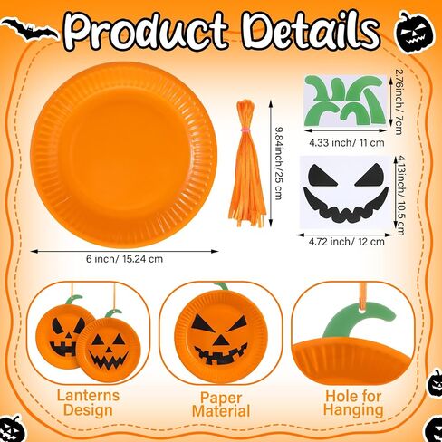 24 Sets Fall Scarecrow Craft Kit for Kids Paper Plate Scarecrow Head Crafts Thanksgiving Door Ornaments Autumn Craft for Classroom Home DIY Activities Supplies in Saudi Arabia