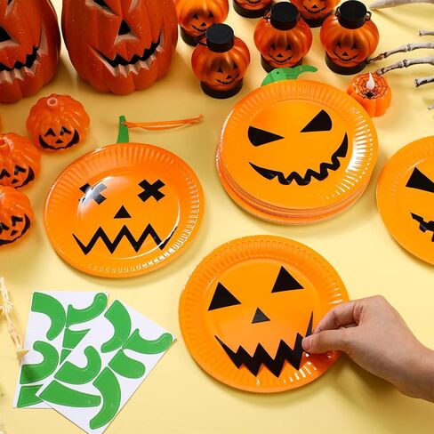 24 Sets Fall Scarecrow Craft Kit for Kids Paper Plate Scarecrow Head Crafts Thanksgiving Door Ornaments Autumn Craft for Classroom Home DIY Activities Supplies in Saudi Arabia
