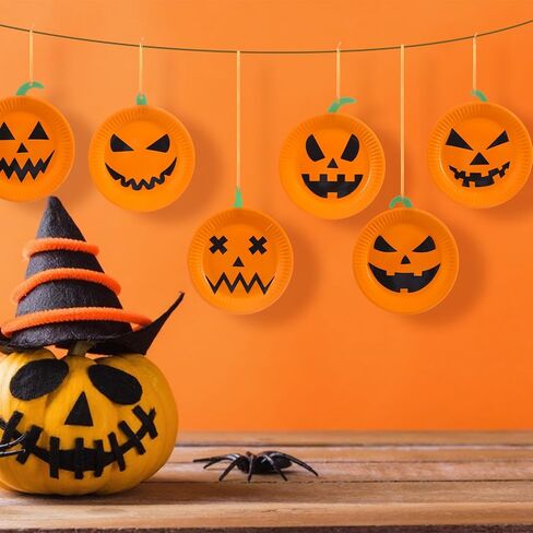 24 Sets Fall Scarecrow Craft Kit for Kids Paper Plate Scarecrow Head Crafts Thanksgiving Door Ornaments Autumn Craft for Classroom Home DIY Activities Supplies in Saudi Arabia