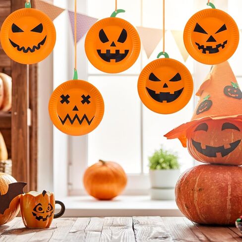 24 Sets Fall Scarecrow Craft Kit for Kids Paper Plate Scarecrow Head Crafts Thanksgiving Door Ornaments Autumn Craft for Classroom Home DIY Activities Supplies in Saudi Arabia
