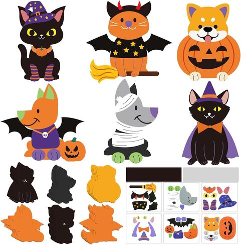 30 Sets Halloween Craft Kit for Kids DIY Halloween Pets Magnet Craft Make Your Own Pet Decorations for Kindergarten Preschool Fun Classroom Home Activity Party Supplies in Saudi Arabia