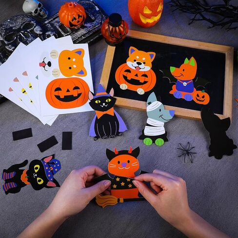 30 Sets Halloween Craft Kit for Kids DIY Halloween Pets Magnet Craft Make Your Own Pet Decorations for Kindergarten Preschool Fun Classroom Home Activity Party Supplies in Saudi Arabia