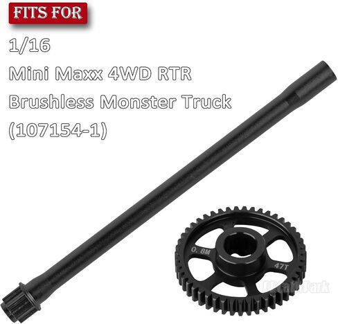 Steel 47T 0.8Mod Main Gear & Center Drive Shaft Axles Upgrades Part for 1/16 Mini Maxx 4WD RTR Brushless Monster Truck (107154-1),RC Spur Gear 47 Tooth and Center DriveShaft CVD,Red in Saudi Arabia