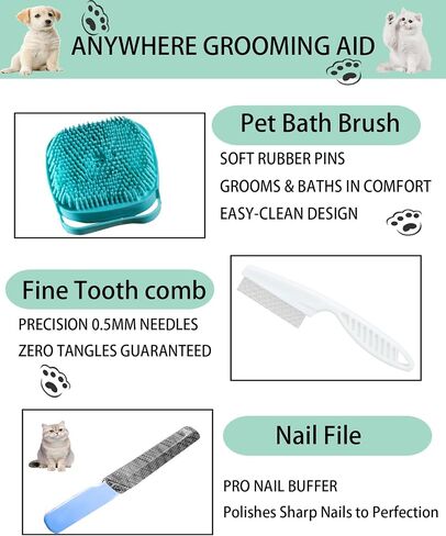 6PS Dog Cat Brush Kitf ، فرش قطة الكلاب ، فرشاة الحمام ، أشعل النار في المشط ، مقص الأظافر ، ملف الأظافر ، مشط البراغيث (6 مجموعات) in Saudi Arabia
