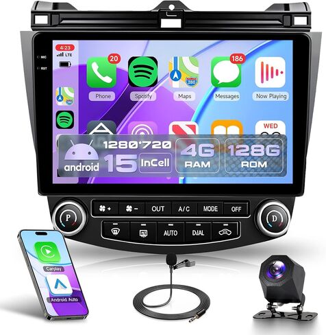 2G+64G for Honda Accord 2003-2007 Android Car Stereo Radio Carplay Android Auto, Rimoody 10.1 Inch Touchscreen Support Mirror Link Bluetooth FM/HiFi/GPS/WiF/SWC Backup Camera in Saudi Arabia