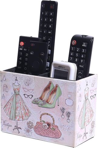 حامل التحكم عن بُعد الزخرفية ، تلفزيون جلدي عن بعد مربع تخزين Caddy Caddy Storage Organizer Makeup Brush Holder Storage يناسب أجهزة التحكم عن بعد ، وحدات التحكم في الوسائط ، واللوازم المكتبية (الفراشة القديمة) in Kuwait