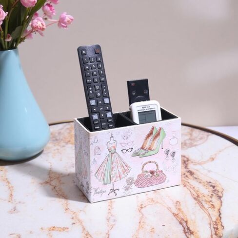 حامل التحكم عن بُعد الزخرفية ، تلفزيون جلدي عن بعد مربع تخزين Caddy Caddy Storage Organizer Makeup Brush Holder Storage يناسب أجهزة التحكم عن بعد ، وحدات التحكم في الوسائط ، واللوازم المكتبية (الفراشة القديمة) in Kuwait