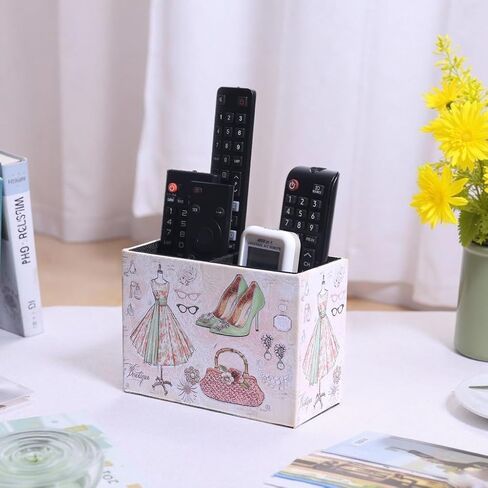 حامل التحكم عن بُعد الزخرفية ، تلفزيون جلدي عن بعد مربع تخزين Caddy Caddy Storage Organizer Makeup Brush Holder Storage يناسب أجهزة التحكم عن بعد ، وحدات التحكم في الوسائط ، واللوازم المكتبية (الفراشة القديمة) in Kuwait