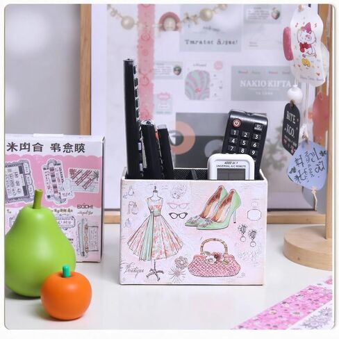 حامل التحكم عن بُعد الزخرفية ، تلفزيون جلدي عن بعد مربع تخزين Caddy Caddy Storage Organizer Makeup Brush Holder Storage يناسب أجهزة التحكم عن بعد ، وحدات التحكم في الوسائط ، واللوازم المكتبية (الفراشة القديمة) in Kuwait