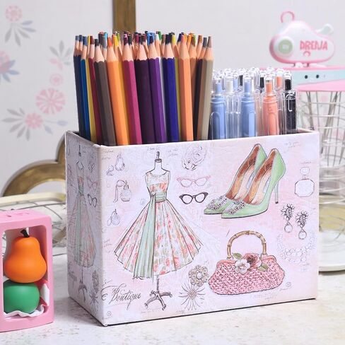 حامل التحكم عن بُعد الزخرفية ، تلفزيون جلدي عن بعد مربع تخزين Caddy Caddy Storage Organizer Makeup Brush Holder Storage يناسب أجهزة التحكم عن بعد ، وحدات التحكم في الوسائط ، واللوازم المكتبية (الفراشة القديمة) in Kuwait