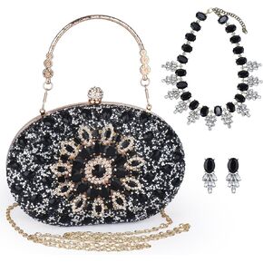 Sparkle Jeweled Clutch Purses Crystal Wedding Evening Purse for Women