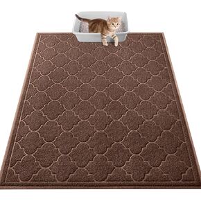 LuxStep Cat Litter Mat Litter Trapping Mat, 35x47 Inch Waterproof and Non-Slip Litter Box Mat for Clean Floors, Soft on Cat Paws, Large Litter Pad for Indoor Cat Supplies and Essentials, Grey