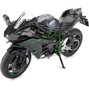 BDTCTK Compatible for 1:9 Kawasaki Ninja H2R Motorcycle DieCast Model, Suspension and Free Roller, Toy Car, Motorcycle Collection, Gift Black