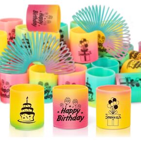 CLEVERZONE 36 Pack Spring Rainbow Magic Fidget Stress Coil Mini Springs Bulk Toys Party Favor For Kids Birthday Carnival Prize Goodie Bag Stuffers For Boys Girls (Birthday) in Kuwait
