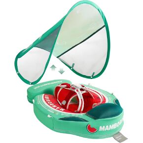 Mambobaby Baby يطفو مع مظلة، حمام سباحة غير قابل للنفخ يطفو بعامل حماية من أشعة الشمس 50+ حماية من مظلة الشمس بدون قلب على شكل ذيل حمام سباحة مطور للأطفال من 3 إلى 24 شهرًا ألعاب مائية ألعاب حمام السباحة الصيفية للأولاد والبنات in Kuwait