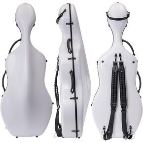 MI&VI CP-7006 Pure Poly Carbon Fiber Cello Case 4/4 Hard Shell 10lb (Full Size) with Wheels | Carry Straps | Rigid Protection | Tough Shell - MI&VI Music (Black)
