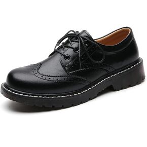 Oxford Shoes for Women Women's Oxford Shoe Lace-Up Round Toe Leather Flat Classic Non-Slip Work Business Dress Office Shoes