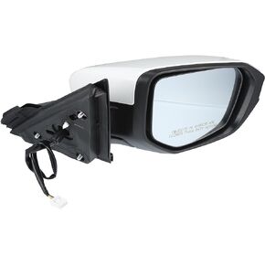 X AUTOHAUX Door Mirror Assembly Right Passgenger Side for Honda Civic 16-21 Power Glass Non-Heated Manual Folding 3Pins Black White Paint to Match Replace No.76201TBAA11ZF