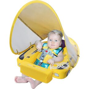 Mambobaby Baby Pool Float مع المظلة والبلاط، Kalolary غير قابل للنفخ للسباحة للأطفال الرضع حلقة تدريب السباحة للأطفال الصغار مع حزام قابل للتعديل لعمر 3-24 شهرًا للأولاد والبنات in Kuwait