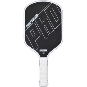 Professor PhD Raw Carbon Fiber Premium Pickleball Paddle Racket - USA Pickleball Approved - Honeycomb Core - Power & Control