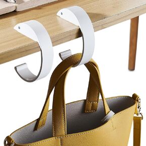 "C-Style Purse Hook for Table – 2Pack 2024 New Metal Bag Hanger, Elegant Handbag Hanger, Desk Purse Table Hook, Suitable for All Bag Types (White)