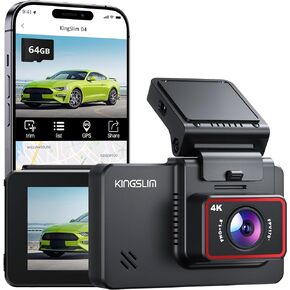 Kingslim D6 4K Dash Cam أمامية وداخلية، الإصدار الجديد من كاميرا السيارة المزدوجة Dash Uber مع WiFi وGPS، 3 قنوات Dashcam قابلة للترقية، شحن من النوع C، دعم 256 جيجابايت، رؤية ليلية، مراقبة وقوف السيارات in Kuwait