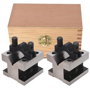 V Block Set with Clamp Hardened Steel 90 Degree Angle Precision V Block Set 2-3/8 X 2-3/8 X 2 Multi-Use Gauge Gage Machinist Tool with Box