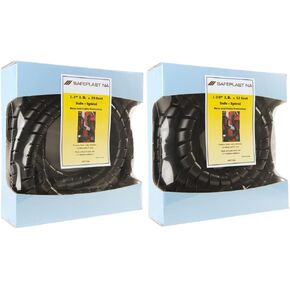Pre-Cut Spiral Wrap Hose Protector, 1.25" OD, 20' Length, Plastic Hdpe, Black