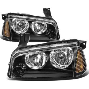 مجموعة المصابيح الأمامية DNA MOTORING HL-OH-CHA05-4P-BK-CL1 متوافقة مع شاحن دودج 06-10