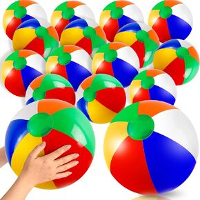 Coopay 16" Large Inflatable Colorful Beach Balls Classic Rainbow Swimming Pool Ball Birthday Beach Party Decoration Summer Water Games Gifts 16 to 12 Inches from Deflated to Inflated