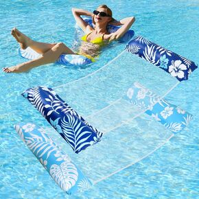 Pool Floats - 2 Pack Pool Floats Adult Size, 4-in-1 Pool Floaties Hammock, Inflatable Pool Floats, Non-Stick PVC Material Pool Floats Adult - Blue in Kuwait