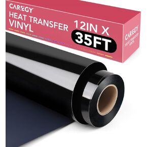 CAREGY Heat Transfer Vinyl HTV for T-Shirts 12 Inches by 100 Feet Roll (Black)