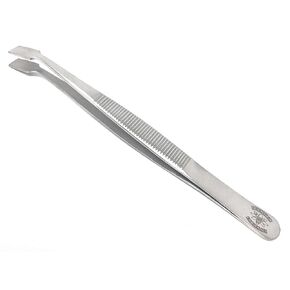 Stainless Steel Forceps with Offset Flat-Tips - Perfect for handling of membranes (4.75 in.)