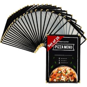 Restaurant Menu Covers, Set of 25 Menu Covers 8.2 x 11 Inches, Single Pocket Menu Cover 2 View with Double Stitched Binding and Protective Corners