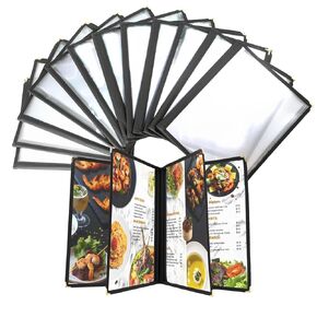 12 Pack Menu Holder 4 Page Menu Covers 8 View Menu Covers 8.5 x 11 inch Menu Holders for Restaurant Transparent Vinyl Restaurant Menu Covers